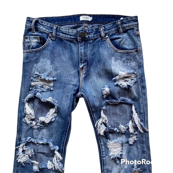 Tobi Distressed Ankle Zipper Jeans, Size 27 - Picture 5 of 7